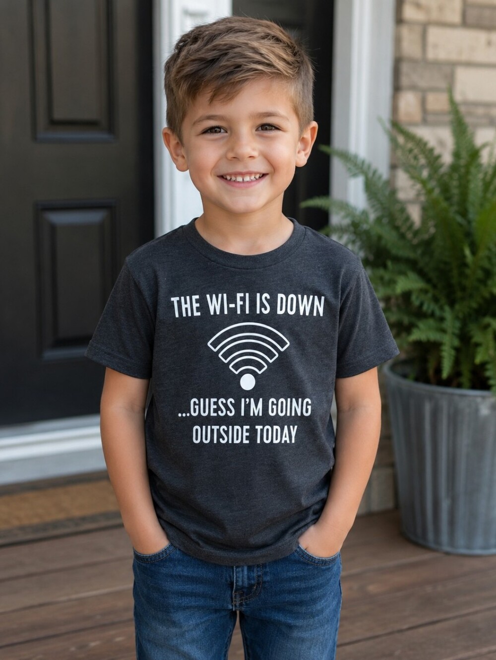 The WiFi Is Down Guess I'm Going Outside Today Children's Place Tee Size M (7/8)